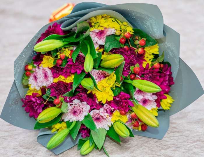 Chrysanthemums and Lilies Bouquet