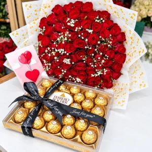 90 red roses bouquet with Ferrero Rocher 24 pieces in Nairobi