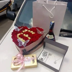 Royal Heart Celebration red roses romantic gift hamper Nairobi